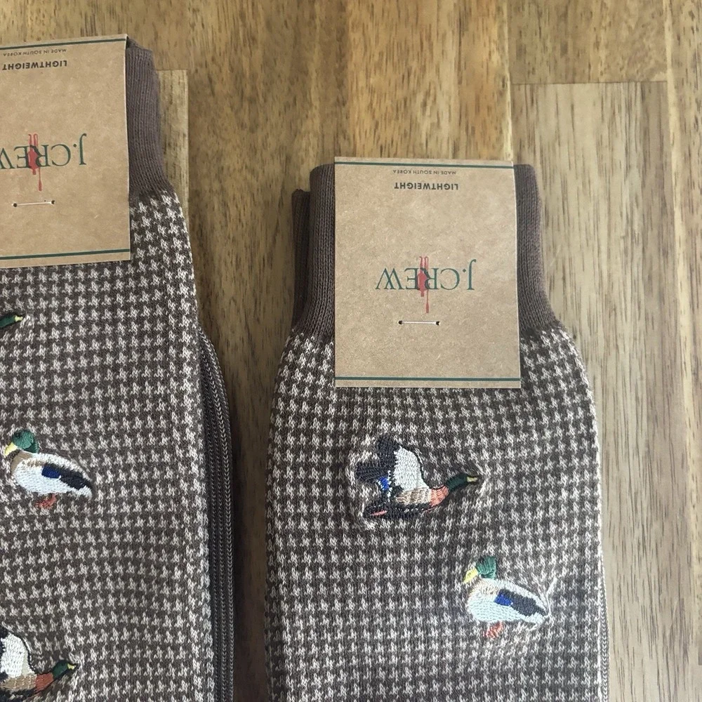 NWT J CREW Socks Men's ONE SIZE Houndstooth Ducks ( 2 Pairs ) Old Money Preppy